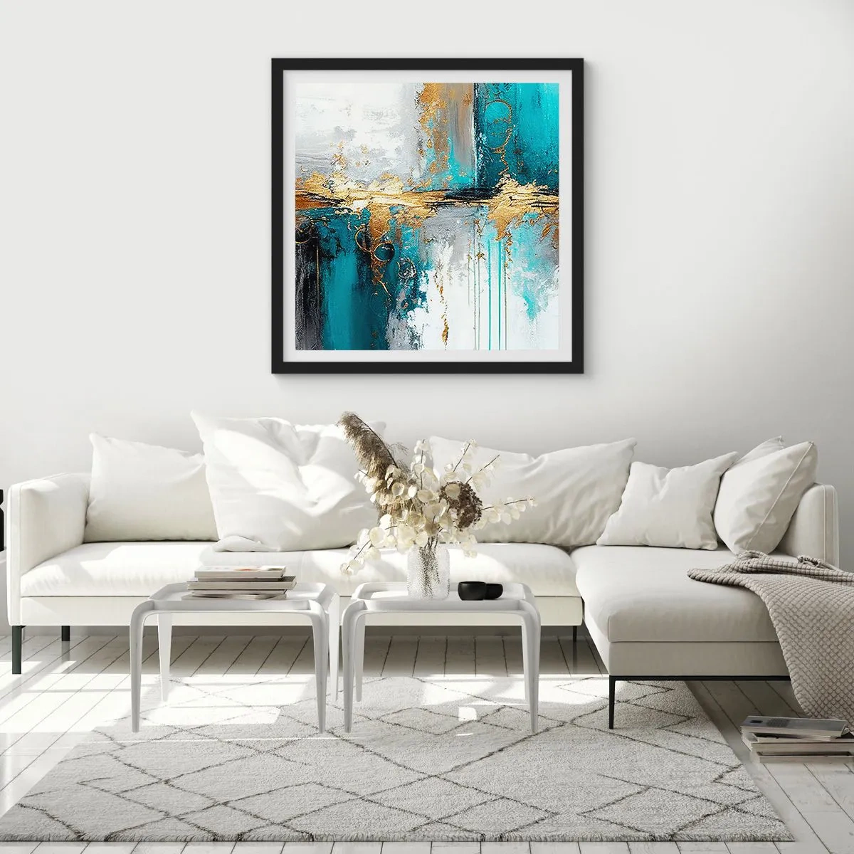 Póster en marco negro - Todo fluye - 50x50 cm