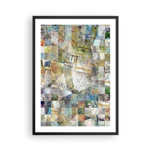 Póster en marco negro - Un mosaico abstracto de formas geométricas en tonos tierra. - 50x70cm - Remodelación geométrica - Decoración de pared moderna para salón y dormitorio ARTTOR
