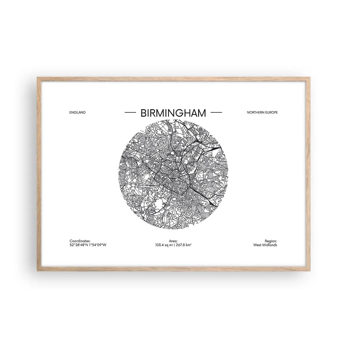 Póster en marco roble claro - Anatomía de Birmingham - 100x70 cm