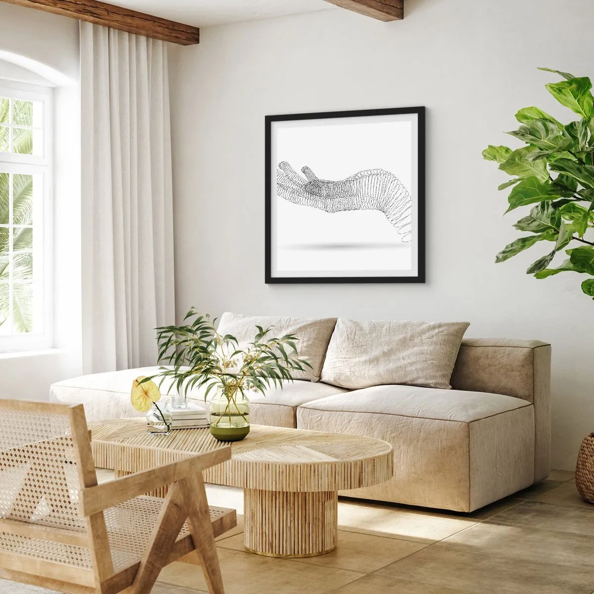 Póster en marco negro - Mano elástica - 40x40 cm