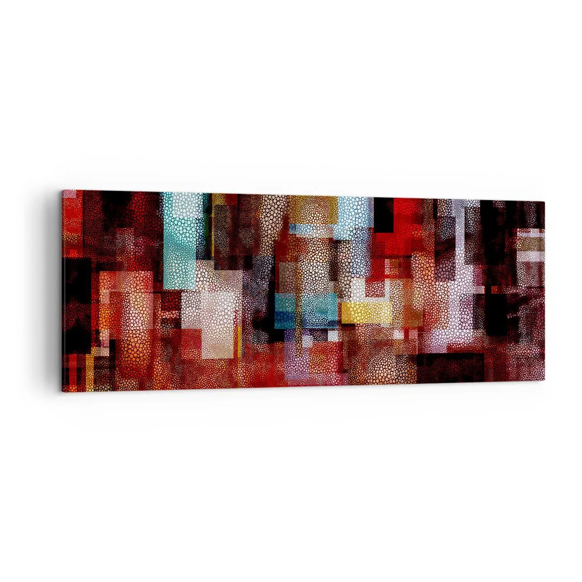 Cuadro sobre lienzo - Impresión de Imagen - Abstracción geométrica en intensos tonos rojos. - 140x50cm - Confusión y desconcierto - Decoración de pared moderna para salón y dormitorio ARTTOR