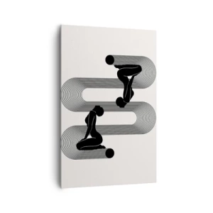 Cuadro sobre lienzo - Impresión de Imagen - Siluetas negras con líneas geométricas sobre un fondo claro - 80x120cm - Simetría sensual - Decoración de pared moderna para salón y dormitorio ARTTOR