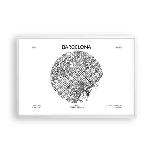 Póster en marco blanco - Anatomía de Barcelona - 91x61 cm