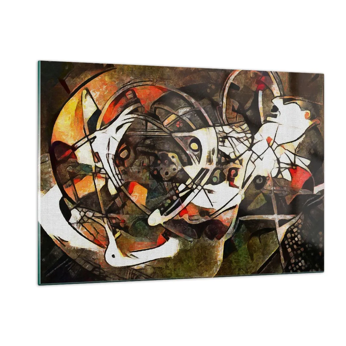 Cuadro sobre vidrio - Impresiones sobre Vidrio - Pintura abstracta con círculos y líneas dinámicas. - 120x80cm - ¿Oyes el movimiento? - Decoración de pared moderna para salón y dormitorio ARTTOR