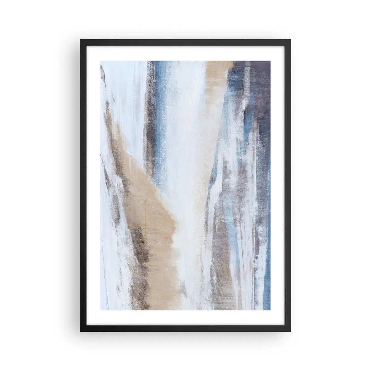 Póster en marco negro - Composición abstracta en tonos azules y beige. - 50x70cm - Composición invernal - Decoración de pared moderna para salón y dormitorio ARTTOR