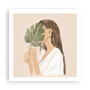 Póster - Retrato misterioso con un abanico - 60x60 cm