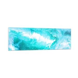 Cuadro sobre vidrio - Impresiones sobre Vidrio - Remolino abstracto en tonos azules - 160x50cm - En el núcleo del elemento - Decoración de pared moderna para salón y dormitorio ARTTOR