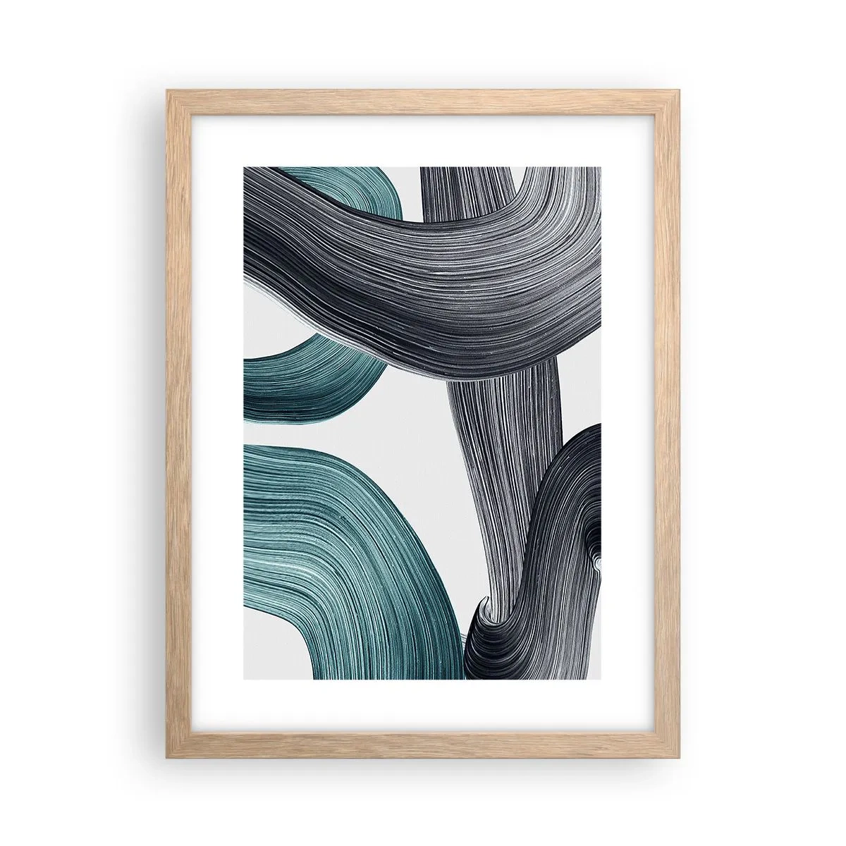 Póster en marco roble claro - Senderos esmeralda y negro - 30x40 cm
