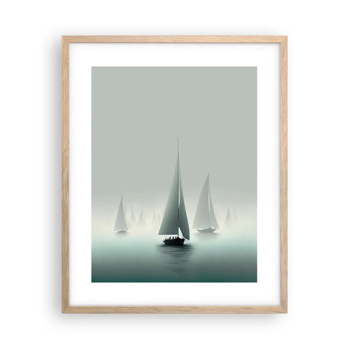 Póster en marco roble claro - Día de niebla en alta mar - 40x50 cm