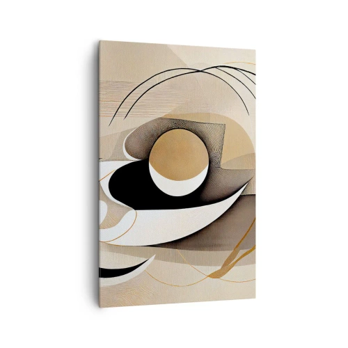 Cuadro sobre lienzo - Impresión de Imagen - Composición abstracta en tonos beige y negro. - 80x120cm - Composición: la esencia de las cosas - Decoración de pared moderna para salón y dormitorio ARTTOR