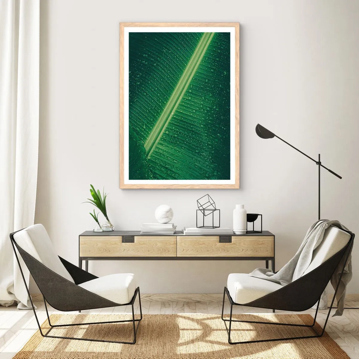 Póster en marco roble claro - Estructura del verde - 30x40 cm