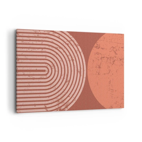 Cuadro sobre lienzo - Impresión de Imagen - Patrones geométricos en tonos terracota sobre un fondo vintage. - 120x80cm - Estrecha relación - Decoración de pared moderna para salón y dormitorio ARTTOR