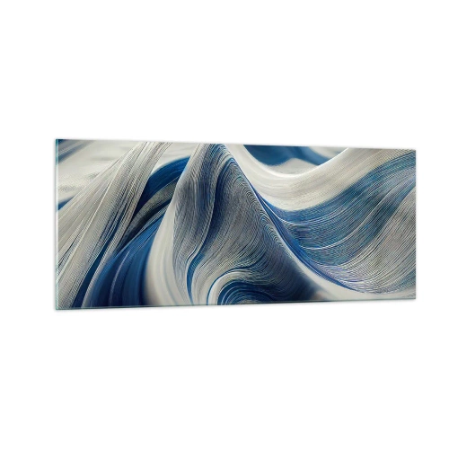 Cuadro sobre vidrio - Impresiones sobre Vidrio - Fluidez de azul y blanco - 100x40 cm