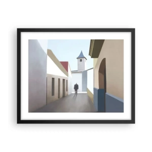 Póster en marco negro - Paseo soleado - 50x40 cm