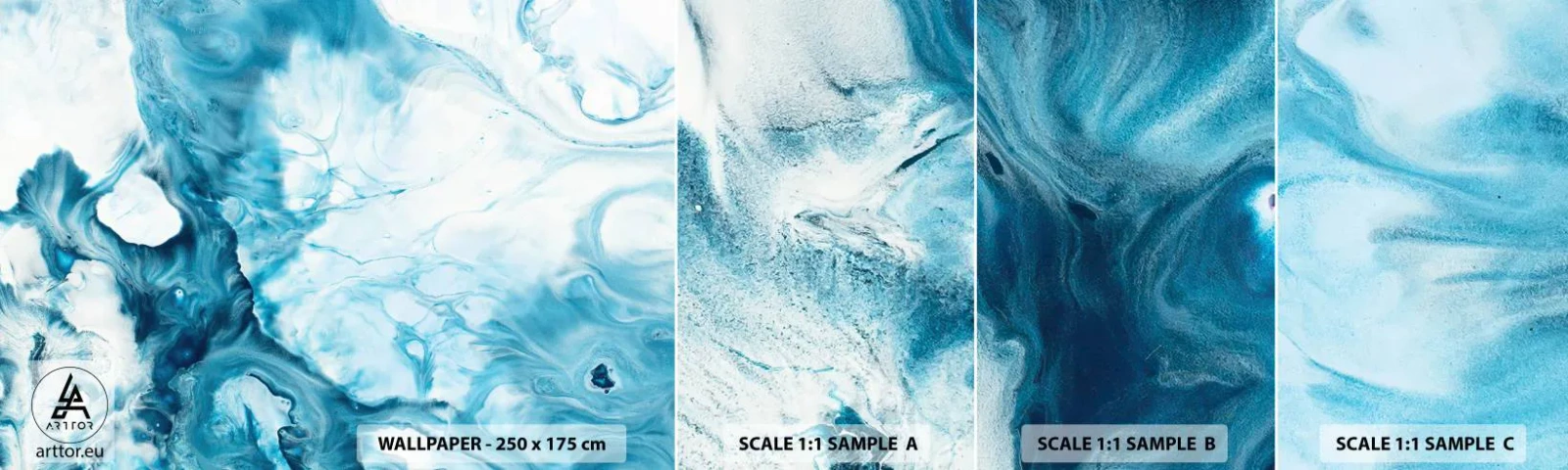 Muestra de fotomural autoadhesivo Deluxe Sticker - Un concierto azul - Abstracción, Pedazo, Arte Moderno - 100x30 cm