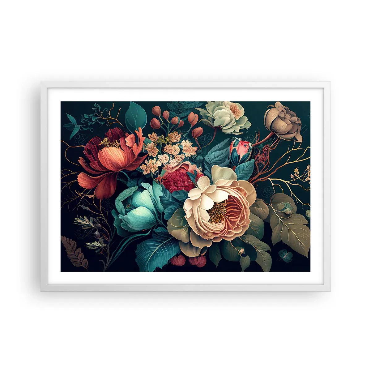 Póster en marco blanco - Encanto del siglo XIX - 70x50 cm