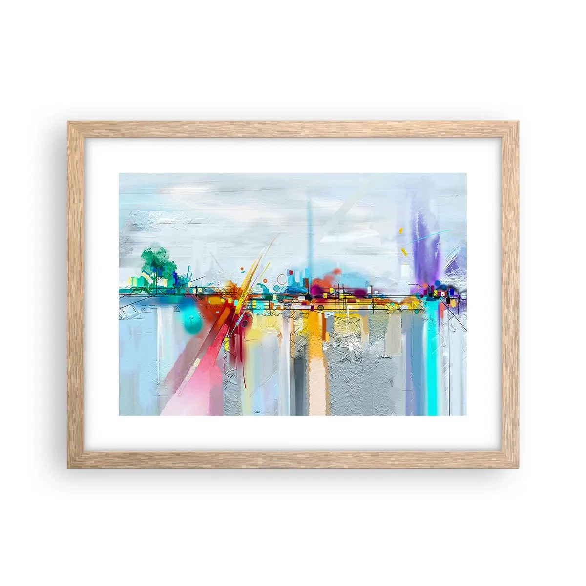 Póster en marco roble claro - Un puente de alegría sobre el río de la vida - 40x30 cm