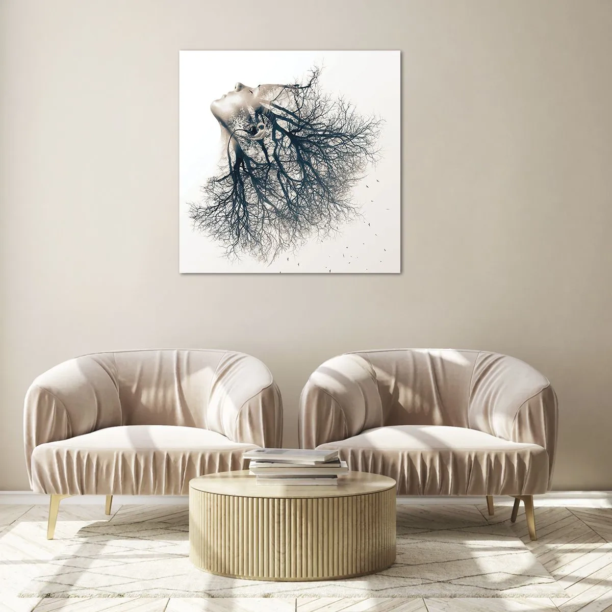 Cuadro sobre vidrio - Impresiones sobre Vidrio - Escuchando el susurro de un árbol - 70x70 cm