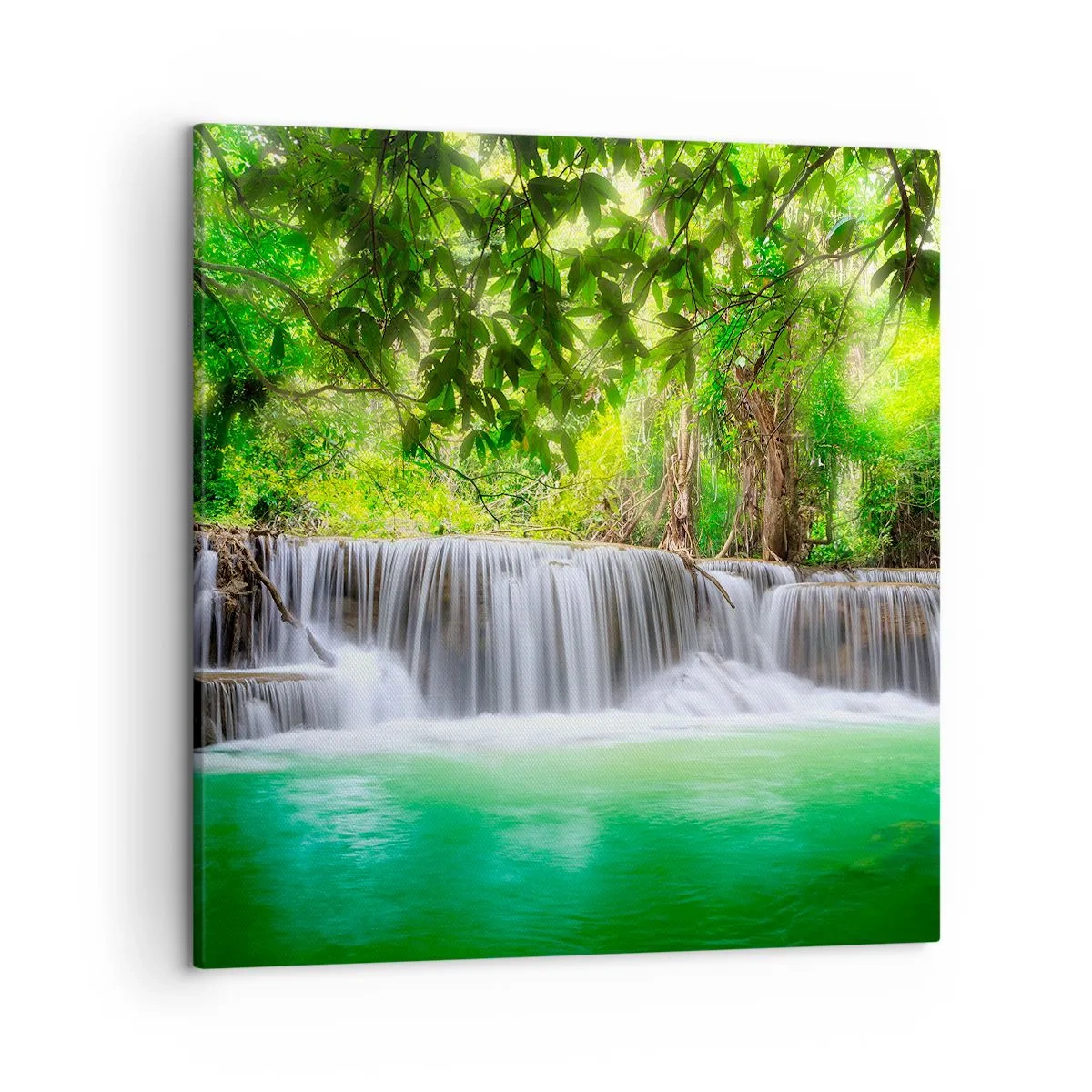 Cuadro sobre lienzo - Impresión de Imagen - Cascada en verde - 50x50 cm