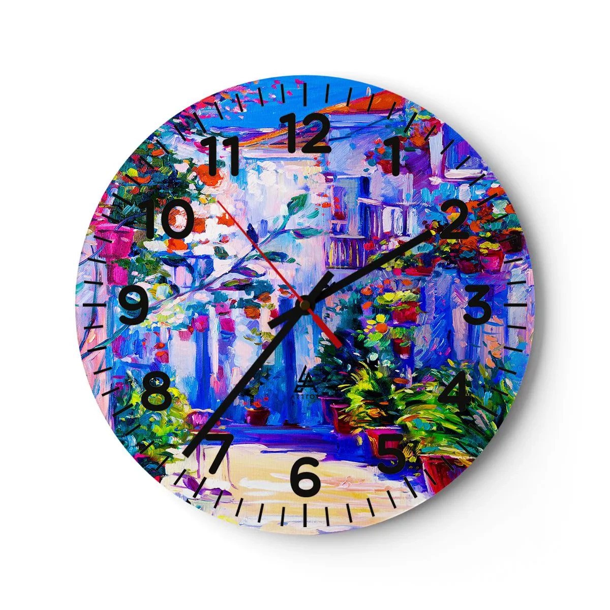 Reloj de pared - Reloj de vidrio - Impresión - una calle italiana - 40x40 cm