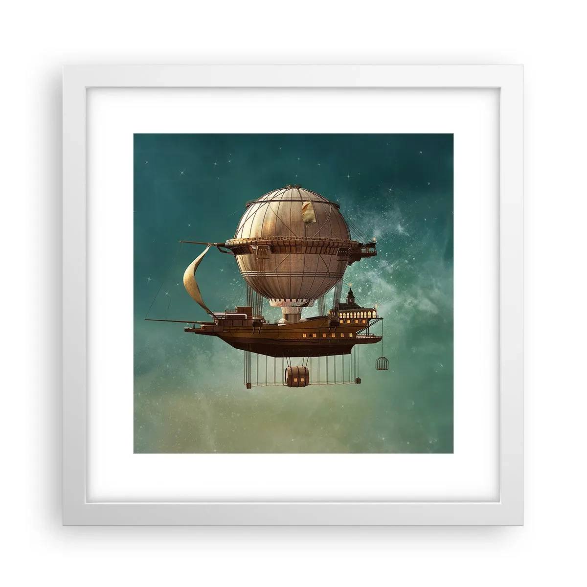 Póster en marco blanco - Julio Verne saluda - 30x30 cm