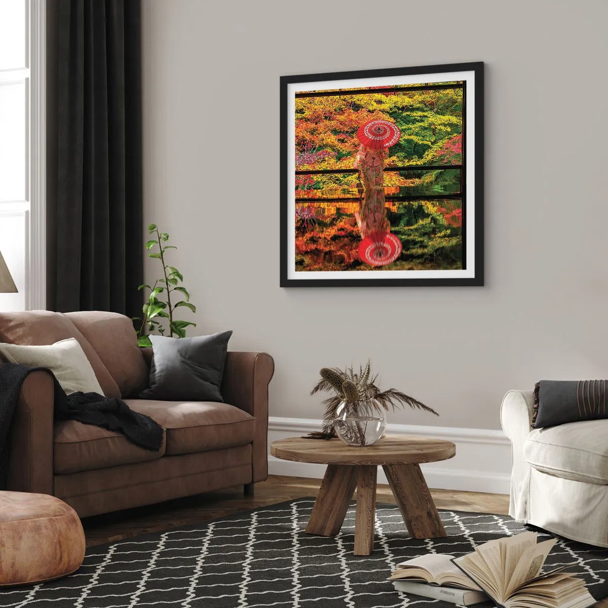 Póster en marco negro - En un templo de la naturaleza - 30x30 cm