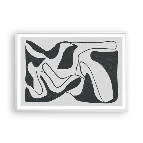 Póster en marco blanco - Juego abstracto en un laberinto - 100x70 cm