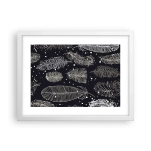 Póster en marco blanco - Encaje de plumas - 40x30 cm