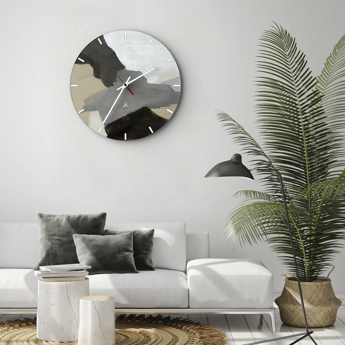 Reloj de pared - Reloj de vidrio - Abstracción: partes del gris - 30x30 cm