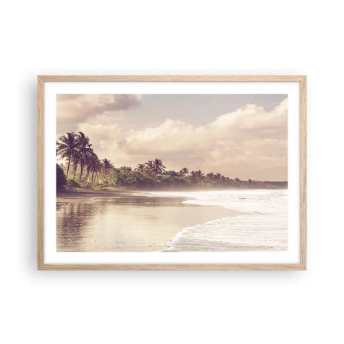 Póster en marco roble claro - La caricia de las olas - 70x50 cm