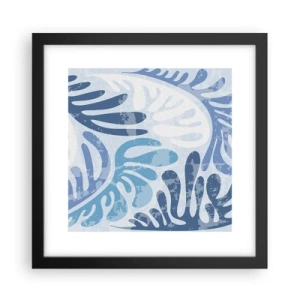 Póster en marco negro - Helechos azules - 30x30 cm