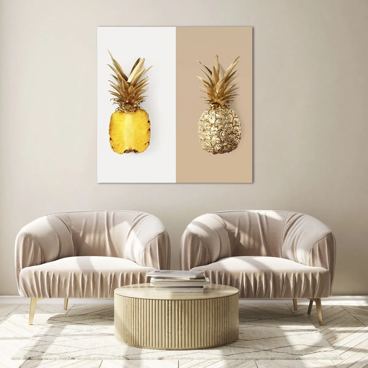 Cuadro sobre vidrio - Impresiones sobre Vidrio - Piña y media - 30x30 cm