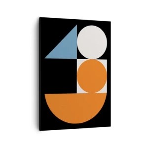 Cuadro sobre lienzo - Impresión de Imagen - Patrón geométrico con formas coloridas sobre un fondo negro. - 50x70cm - Diseño con figuras - Decoración de pared moderna para salón y dormitorio ARTTOR