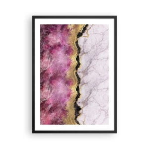 Póster en marco negro - Abstracción con patrón de mármol y acentos dorados. - 50x70cm - En la frontera - Decoración de pared moderna para salón y dormitorio ARTTOR