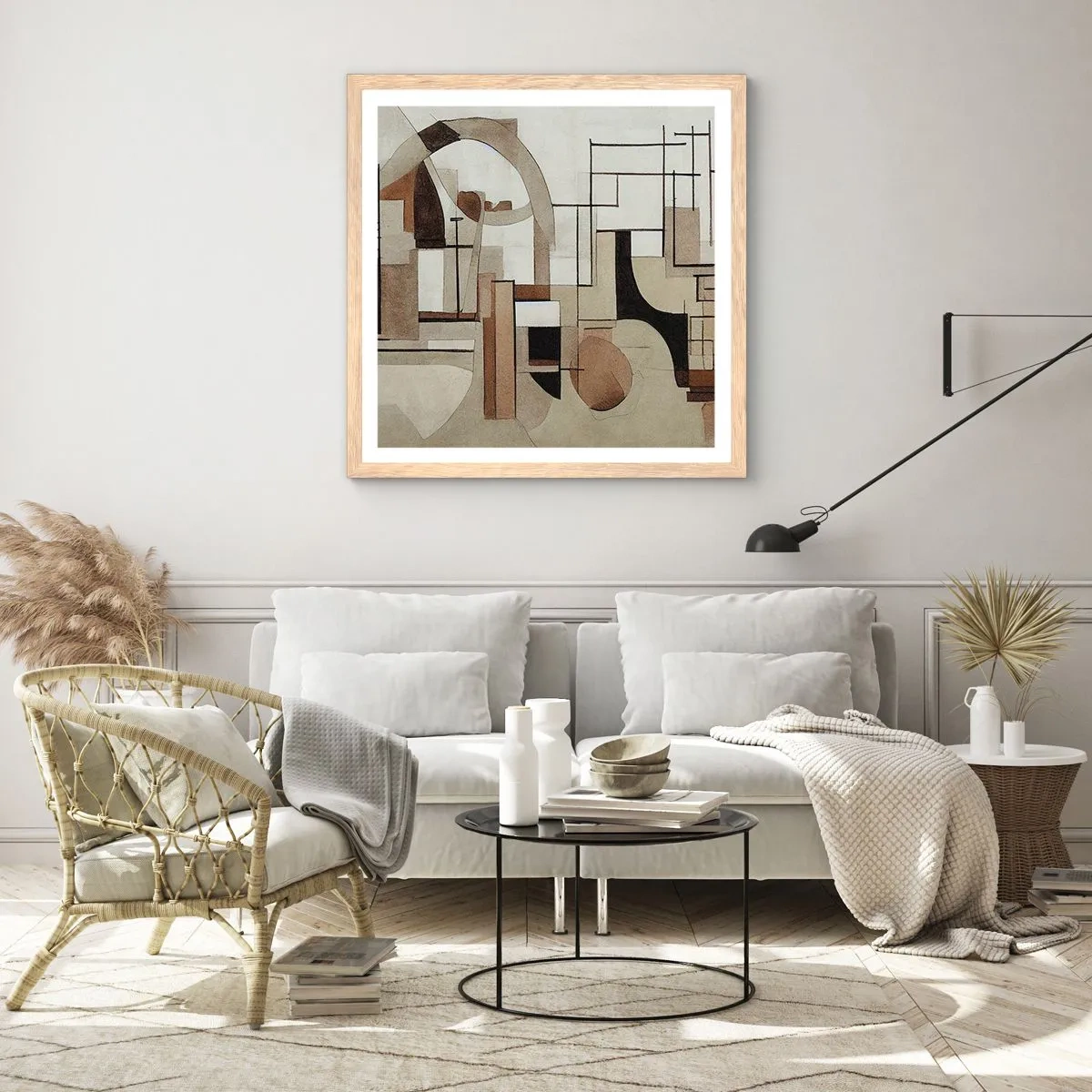 Póster en marco roble claro - Paisaje urbano 2.0 - 60x60 cm