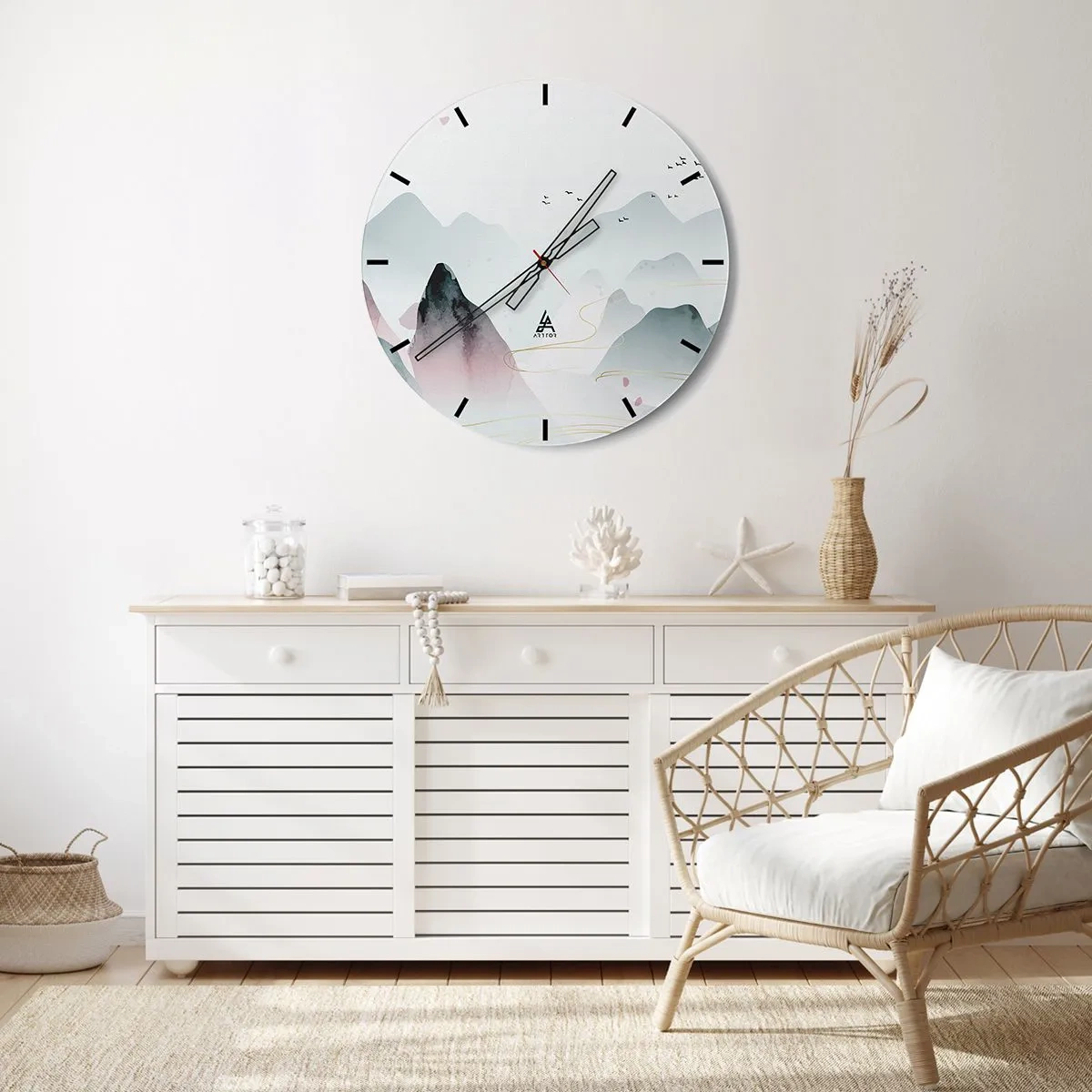 Reloj de pared - Reloj de vidrio - Sobre las cimas - 40x40 cm
