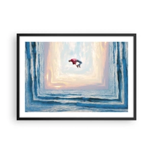 Póster en marco negro - Salto surrealista sobre el mar en el marco. - 70x50cm - A otra dimensión - Decoración de pared moderna para salón y dormitorio ARTTOR
