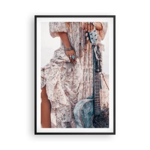 Póster en marco negro - Una flor en el camino - 61x91 cm