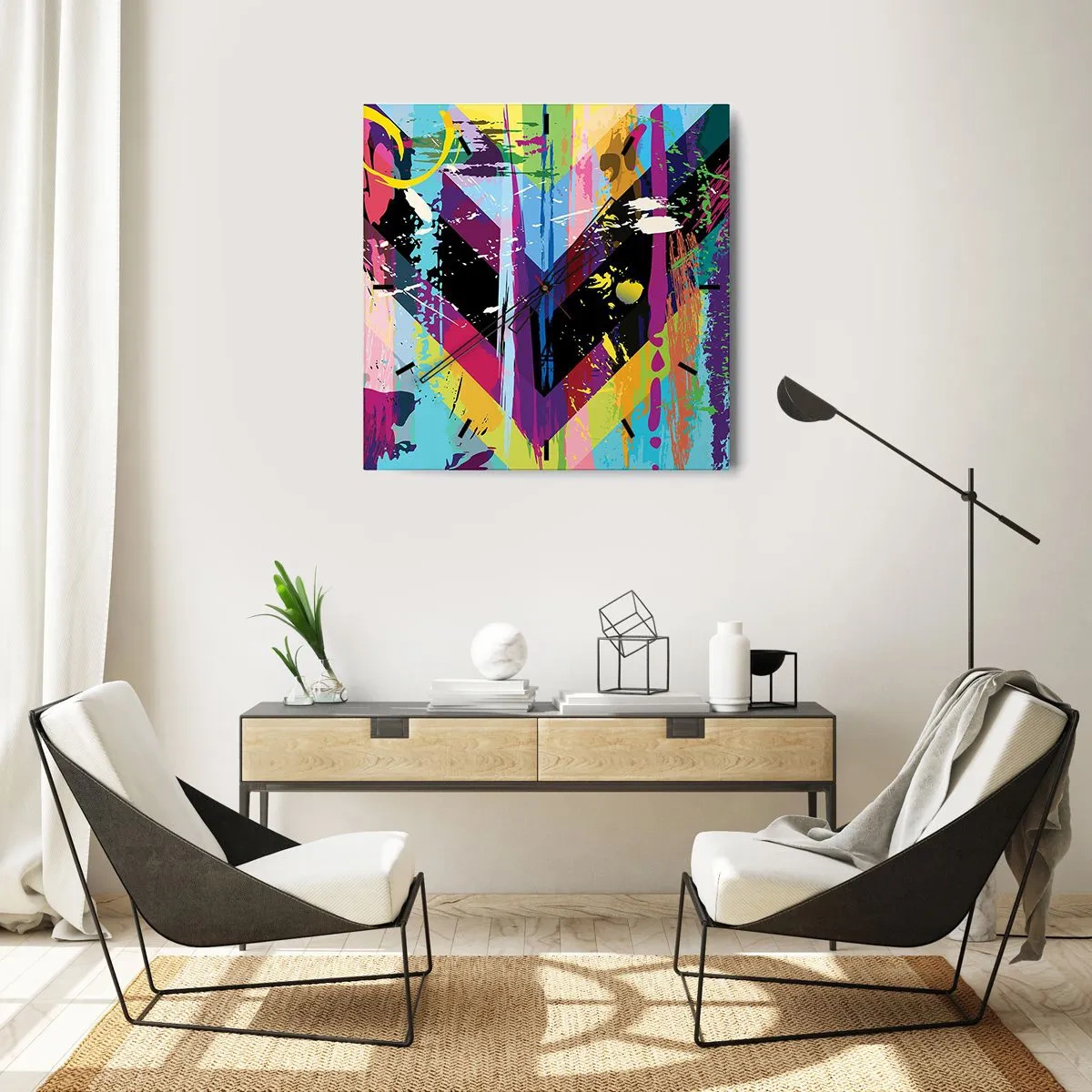 Reloj de pared - Reloj de vidrio - De arriba a abajo - 40x40 cm
