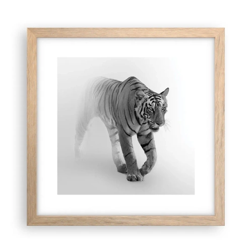 Póster en marco roble claro - Siempre alerta entre la niebla - 30x30 cm