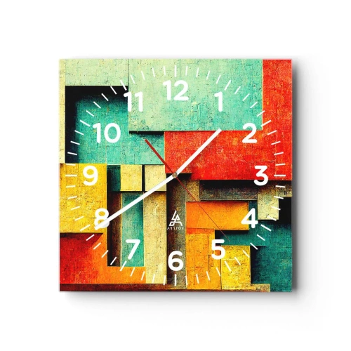 Reloj de pared - Reloj de vidrio - Festival de ángulos rectos - 30x30 cm