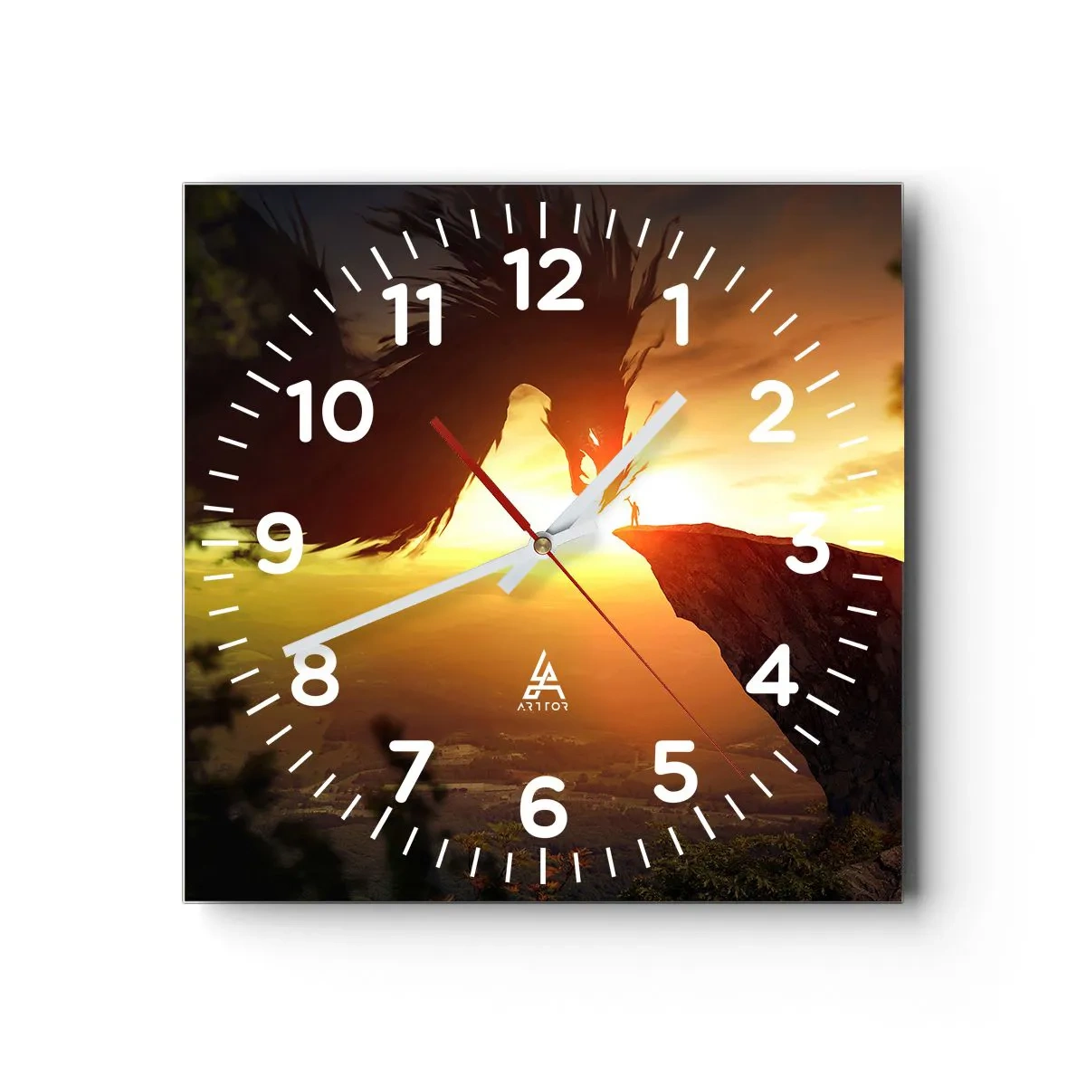 Reloj de pared - Reloj de vidrio - Cazador de dragones - 40x40 cm