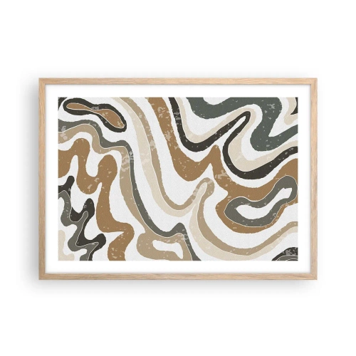Póster en marco roble claro - Meandros de colores terrosos - 70x50 cm