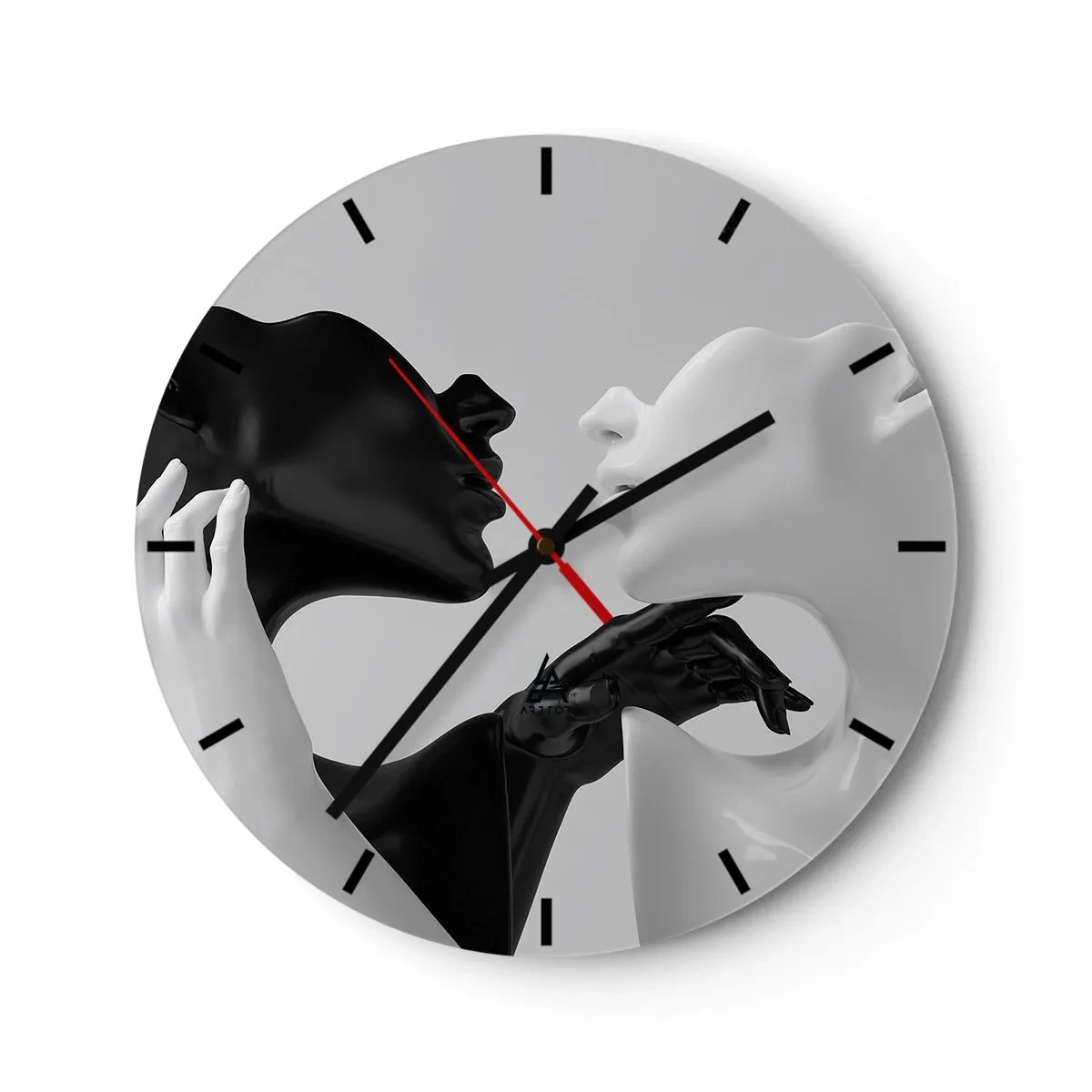 Reloj de pared - Reloj de vidrio - Atracción - deseo - 40x40 cm