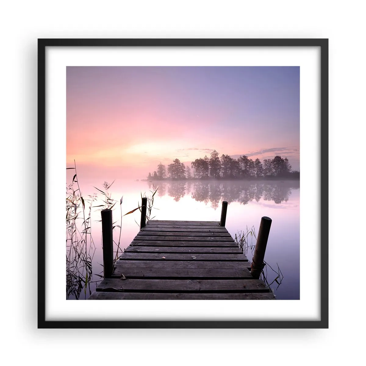 Póster en marco negro - De la niebla lila... - 50x50 cm