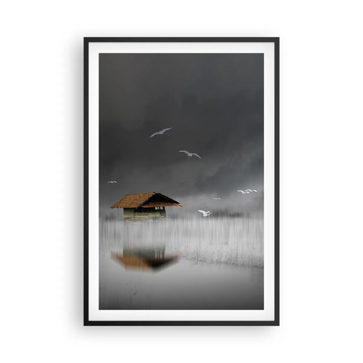 Póster en marco negro - Resguardo de la lluvia - 61x91 cm