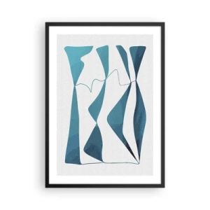 Póster en marco negro - Una composición abstracta en tonos azules con líneas dinámicas. - 50x70cm - Abstracción: un compuesto turquesa - Decoración de pared moderna para salón y dormitorio ARTTOR