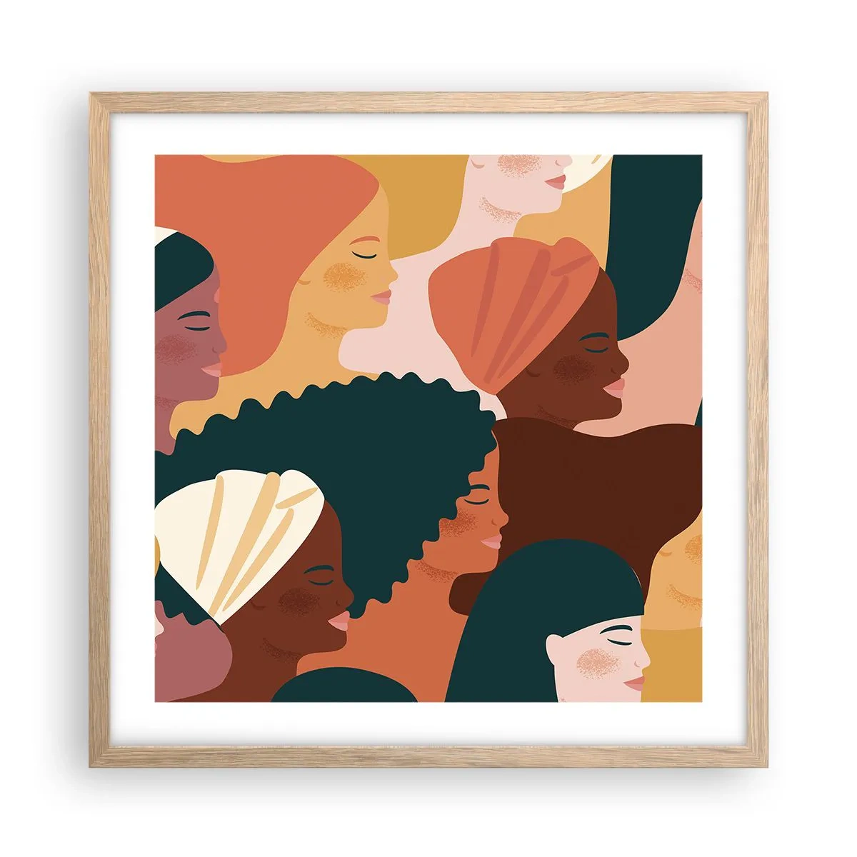 Póster en marco roble claro - La feminidad - 50x50 cm