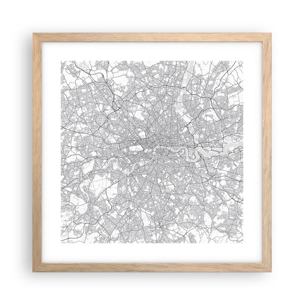 Póster en marco roble claro - Un mapa del laberinto de Londres - 40x40 cm