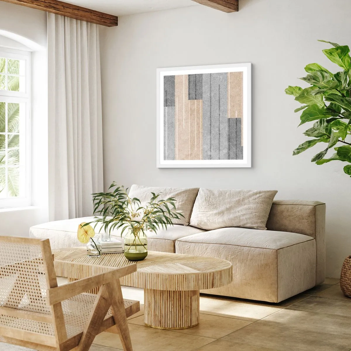 Póster en marco blanco - Composición: sostener la vertical - 60x60 cm